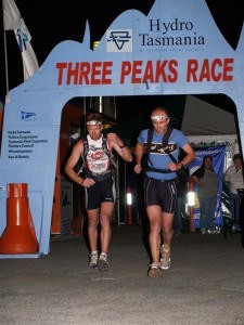 Neil Buckby Motors runners Glen Campbell and Mark Guy set off on the last running leg up Mt Wellington - Hydro Tasmania Three Peaks Race 2007 photo copyright Jane Austin taken at  and featuring the  class