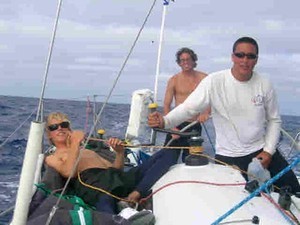 South is paying off for On the Edge of Destiny's (l-r) Cameron Biehl, Sean Doyle and Roscoe Fowler - Transpac photo copyright Rich Roberts http://www.UnderTheSunPhotos.com taken at  and featuring the  class