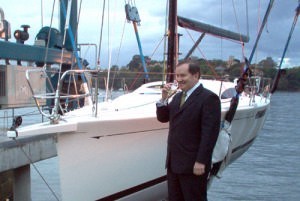 Peter Mooney at the launch of his new Sydney 47CR Endorphin photo copyright Sydney Yachts . http://www.sydneyyachts.com taken at  and featuring the  class