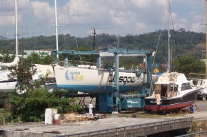 Where's the join?  Checking loose keel bolts, Glasgow Clipper, Subic Bay, Philippines photo copyright Mark Haswell taken at  and featuring the  class