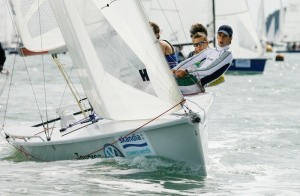 Franco and Marco Cavallini racing Laser SB3 class boat La Dolce Vita on day
1 of racing at Skandia Cowes Week 2006.
 photo copyright onEdition http://www.onEdition.com taken at  and featuring the  class