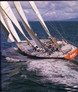 Steinlager 2 ``venetian blinding`` with five working sails set photo copyright George Layton taken at  and featuring the  class