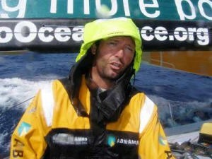 Jan Dekker is prepared for the rain squall onboard ABN AMRO ONE. Volvo Ocean Race Leg 5 from Rio to Baltimore photo copyright Volvo Ocean Race http://www.volvooceanrace.com taken at  and featuring the  class