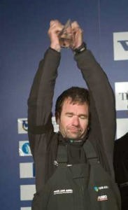 Mike Sanderson ABN AMRO ONE skipper after winning leg 7 of the Volvo Ocean Race in Portsmouth, England. By winning the leg, ABN AMRO ONE also secured the first place in the whole Volvo Ocean Race 2005-2006. © Oskar Kihlborg © Volvo Ocean Race http://www.volvooceanrace.com