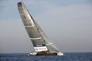 Two boat testing with USA-87 off Valencia photo copyright BMW Oracle Racing Photo Gilles Martin-Raget http://www.bmworacleracing.com taken at  and featuring the  class
