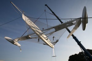 l'hydroptere On the Crane - Photo Laurent Vidal / Photomer.com photo copyright Hydroptere.com http://www.Hydroptere.com taken at  and featuring the  class