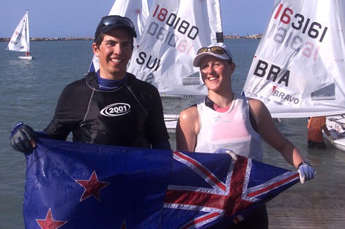 Flashback to the 2005 World Championships: Blair Mclay winner of the Laser Radial Youth World Championship with Cusla Hume-Merry who won the female event in the class. © L C Moreira