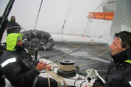02/07/06 - A bord Maxicatamaran Orange II - Record de l’Atlantique Nord 2006 - Départ/1ère journée***02/07/06 - Maxicatamaran Orange II - 2006 North Atlantic record - Start/Day 1 © Jean Baptiste Epron