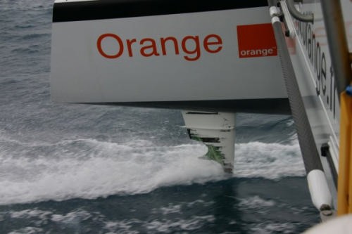 Orange II - missing a mouthful of rudder on her record attempt © Jean Baptiste Epron