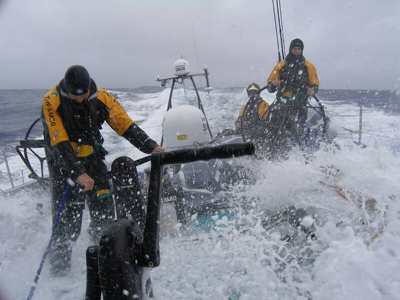 Giving the cockpit a wash ABN Amron One style © Volvo Ocean Race http://www.volvooceanrace.com