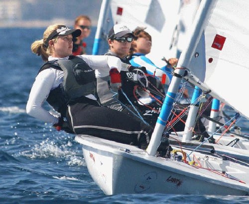 Close racing on day 2 of the Womens laser Radial Worlds © Rich Roberts http://www.UnderTheSunPhotos.com