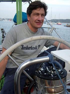 Adrian Flanagan at the wheel © Alpha Global Expedition