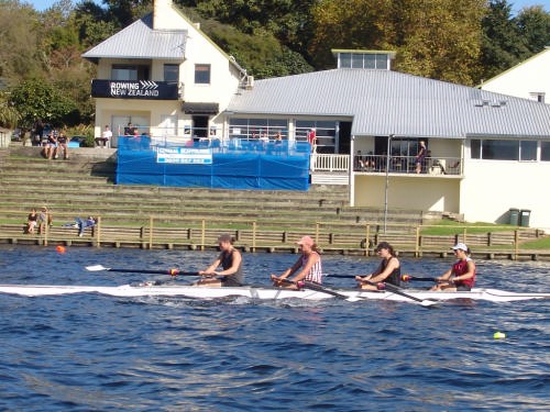 Girls Four cross the line at the trial end © Richard Gladwell www.photosport.co.nz