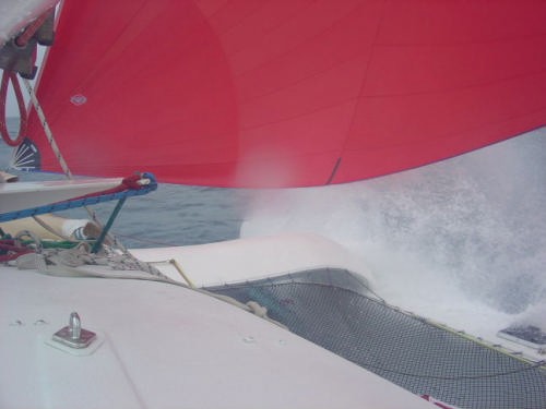 Under spinnaker - Raw Nerve 2005 Sydney Hobart speed attempt. © Tim Berg