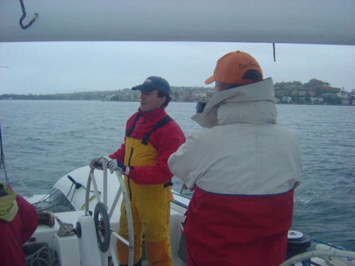 Morning start on the harbour - Raw Nerve 2005 Sydney Hobart speed attempt © Tim Berg