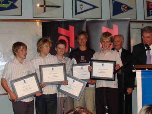 The 2005 Optimist team receive their Merit Award for 3rd placing in the 2005 Optimist Worlds Teams Racing  © Richard Gladwell www.photosport.co.nz