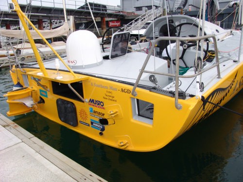 Some work is being done to improve the steering between the twin rudders © Richard Gladwell www.photosport.co.nz