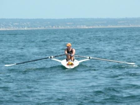 The beam of the sea rowing boats is designed for more stability than the river racing skiffs © Julie Duquemin