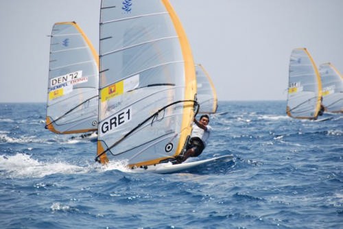 Racing on Day 1 of the RS:X Europeans in Cyprus &copy; Event Media