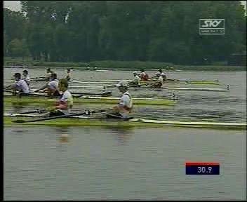 The field soon afytre the start in the Mens Pair Final at Poznan © Sky TV