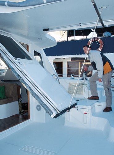 Seawind 1160 tri-folding doors lift away © Seawind Catamarans www.seawindcats.com
