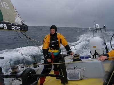 What a difference a day makes - grinding in wet-suits aboard ABn Amro 2 © Volvo Ocean Race http://www.volvooceanrace.com