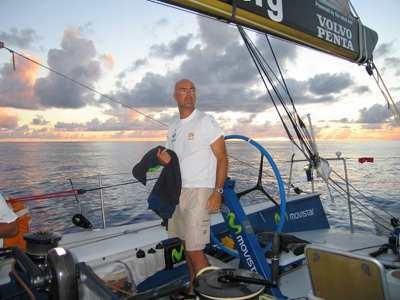 Skipper Bouwe Bekking on deck as movistar is becalmed. Volvo Ocean Race Leg 5 from Rio to Baltimore.  © Volvo Ocean Race http://www.volvooceanrace.com