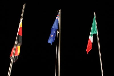 New Zealand’s flag flies high at the medal ceremony © Event Media
