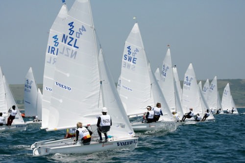 The New Zealand crew of Jason Saunders and Bruce Kennedy, finished second in the third race on the first day of the Volvo ISAF Youth Worlds © onEdition http://www.onEdition.com