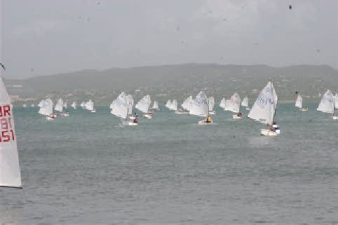 The Optimist fleet racing downwind in at Puerto Rioo © Event Media