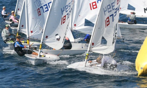 Krystle Weir (AUS) tacks in front of Evi Van Acker (BEL) on the final day of the Womens Laser Radial Worlds © Rich Roberts http://www.UnderTheSunPhotos.com