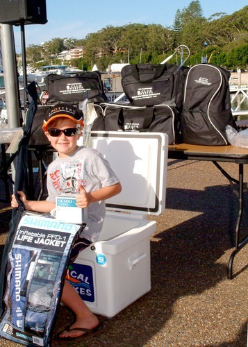 2009 Champion Junior William Falko with his prizes.  - 2009 Club Marine Trailer Boat Fishing Tournament © Kirk Maclean