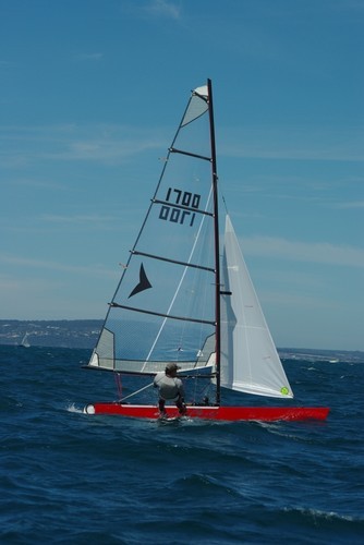 Winner Lea sailing flat and fast in heat 4 - 2009 Australian Arrow Catamaran Championship © David Chachs
