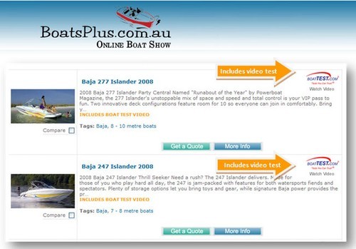 BoatsPlus.com.au displays BoatTEST.com videos © MIAA