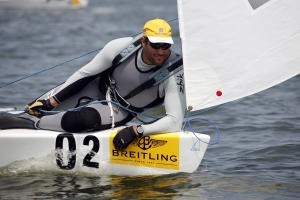 Bruno Prada (BRA) gives some bow down trim in the Star class at the Breitling Regatta photo copyright Breitling Regatta http://www.breitlingregatta.org taken at  and featuring the  class