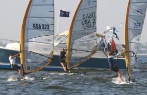 Women RS:X sailors start final race (2008 Olympic representative, Nancy Rios far left) 
 photo copyright Rich Roberts http://www.UnderTheSunPhotos.com taken at  and featuring the  class