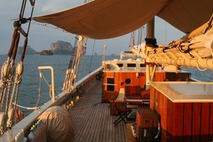 Early morning on deck - RAJA LAUT photo copyright Mariner Boating Holidays http://www.marinerboating.com.au taken at  and featuring the  class