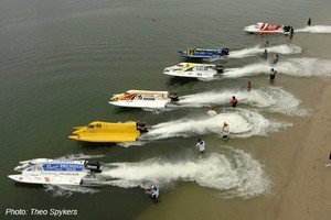 Starter sends the field away at the Gold Coast F1 Superboat Series. - F1 Gold Coast photo copyright Theo Spykers  taken at  and featuring the  class