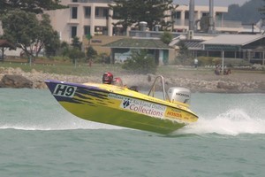&rsquo;Auckland District Collections #2&rsquo;, with Mike Urquhart and Darren Woods aboard, gained a well-deserved thrid place in the 60-Miler. photo copyright New Zealand Hydroplane Drivers Club .Phillip Hoskyn http://www.nzgrandprixhydroplane.com taken at  and featuring the  class