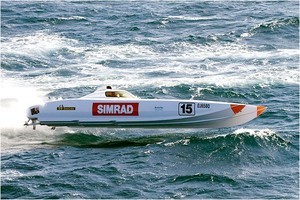 'Simrad', the #2 boat of the Maritimo Offshore Team, made a promising start to the championships, but successive DNFs, all due to minor mechanical/electrical problems, has left it well out of contention. - Newcastle offshore photo copyright Andrew Gricks http://www.andrewgricksphotography.com taken at  and featuring the  class
