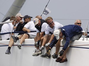The hiking crew on Long Echo, skippered by Barry Sampson of Itchenor, UK. - NYYC Swan 42 Nationals photo copyright Dan Nerney  taken at  and featuring the  class