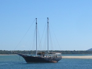 At Maroochydore Queensland waiting to cross the bar. THE JOSHUA C - a Tall Ship - Schooner photo copyright Robin Cooke taken at  and featuring the  class