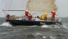 J/44 Vamp Geared Up to Tackle The Elements Shortly After the Start - Annapolis-Newport Race photo copyright Maria Muina taken at  and featuring the  class