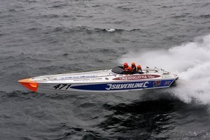 British boat, Italian design (Buzzi) 'Silverline', second in her class and 31st overall in the 2008 Round Britain Powerboat race. - Round Britain Powerboat Race photo copyright Round Britain Offshore Powerboat Race 2008 http://www.roundbritainrace.co.uk taken at  and featuring the  class