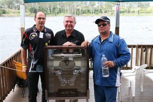 That's '08 Trojan Cup winner Jeff Stunnel (cenreew) with UIM delegate Deiter Kromm (centre) and sponsor Ron Hancock. - Bundy Thunder photo copyright All Race Photography taken at  and featuring the  class