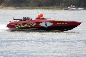 'Burnin', which looked set for a productive championship with Mark Weaver up, sadly saw the ace F2 skier take a high-speed fall which cost him his place in the Australian team. photo copyright Ian McCamish taken at  and featuring the  class