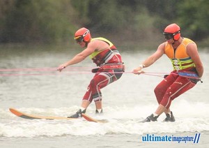 Grant Patterson (left) and Daniel Campbell homing on the finish line at the Windsor Marine Stadium to win the Hawkesbury River classic. - Bridge to Bridge photo copyright Michael Kemp Ultimate Image Capture http://www.ultimateimagecapture.com.au taken at  and featuring the  class