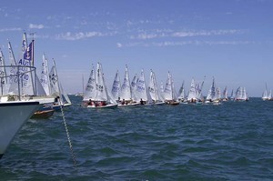 International Cadet Australian Championships - Race 2 Start - International Cadet Australian Championships, Royal Geelong Yacht Club,Victoria photo copyright Teri Dodds http://www.teridodds.com taken at  and featuring the  class