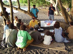 8. Community leaders and OceansWatch meeting, Marangis village on Karkar Island - OceansWatch returns to Papua New Guinea photo copyright Chris Bone taken at  and featuring the  class