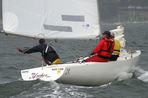 The Archer suffered a broken boom and main halyard. - Etchells Pre-Nationals – Racing Abandoned photo copyright Teri Dodds http://www.teridodds.com taken at  and featuring the  class